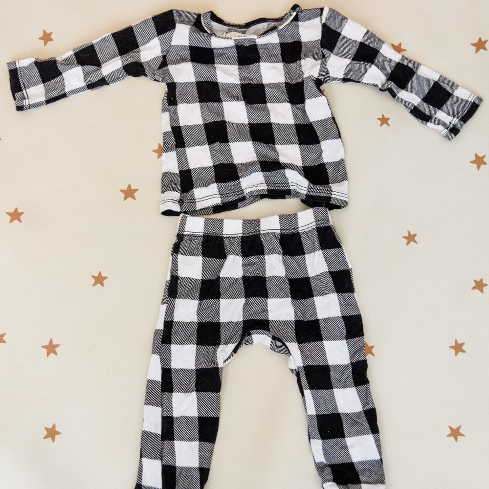 0-3 MO Cozys buffalo plaid pjs